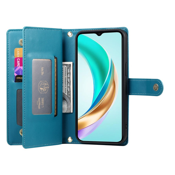 Etui z klapką do Honor Magic 7 Lite, Wallet Zipper Pocket, niebieskie
