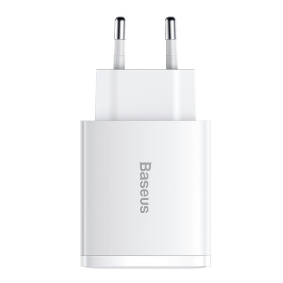 Baseus Compact PD 30W – ładowarka sieciowa z USB-C i 2x USB-A, biała