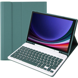 Etui z klawiaturą do Samsung Galaxy Tab S9, Leather Pen Slot, ciemnozielone