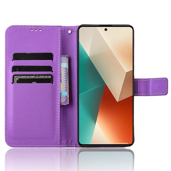 Etui z klapką do Xiaomi Redmi Note 13 5G, Wallet Smart Magnet, fioletowe