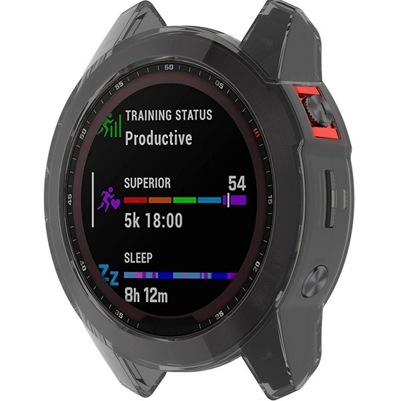 Etui silikonowe do Garmin Fenix 7, Przezroczysty Czarny