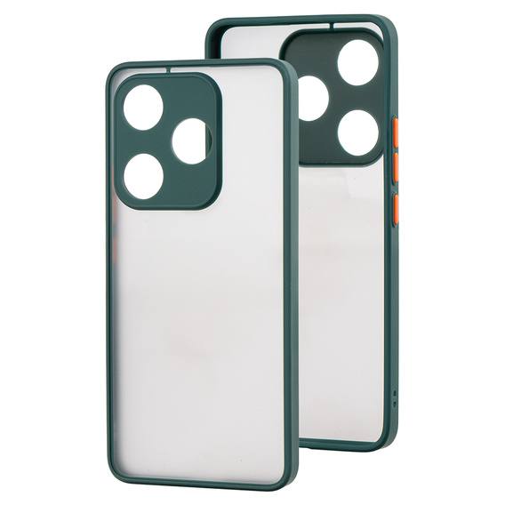 Etui silikonowe do Xiaomi Poco F6, z ochroną aparatu, przezroczyste / zielone