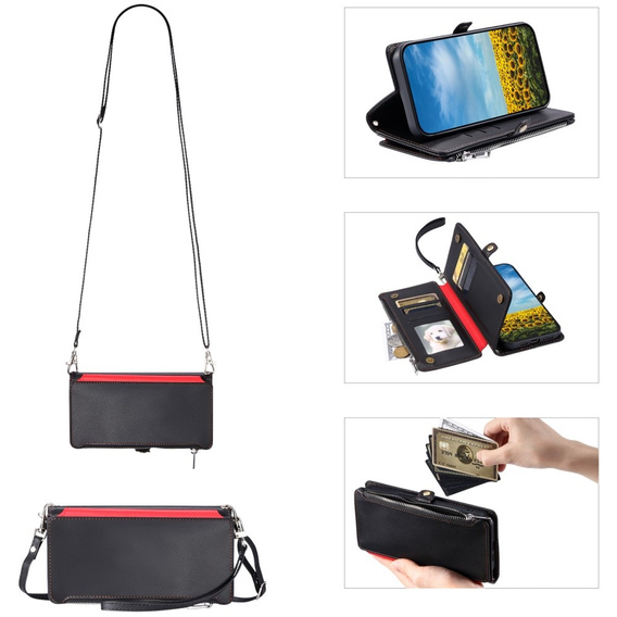 Etui z klapką do Xiaomi Redmi 14C / Xiaomi Poco C75, Wallet Zipper Pocket, czarne