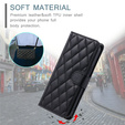 Etui z klapką do Samsung Galaxy S25 FE, Rhombus Crossbody Leather, czarne