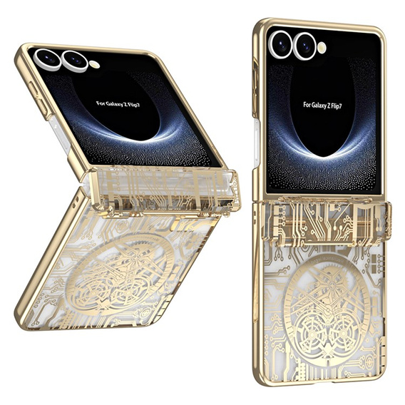 Etui do Samsung Galaxy Z Flip7 5G, Mechanical Legend, złote