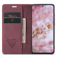Etui CASEME do Samsung Galaxy S22+ Plus 5G, Leather Wallet Case, czerwone