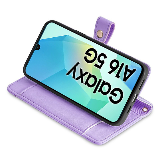 Etui z klapką do Samsung Galaxy A16 / A16 5G, Wallet Zipper Pocket, fioletowe