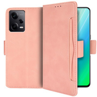 Etui z klapką do Xiaomi Redmi Note 12 Pro+ 5G, Card Slot, różowe