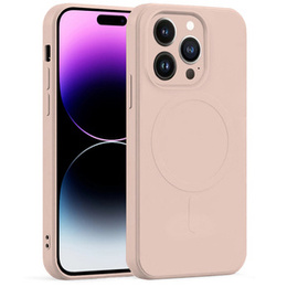 Zestaw Etui Silicone Mag Cover do iPhone 14 Pro Max, różowe + Szkło