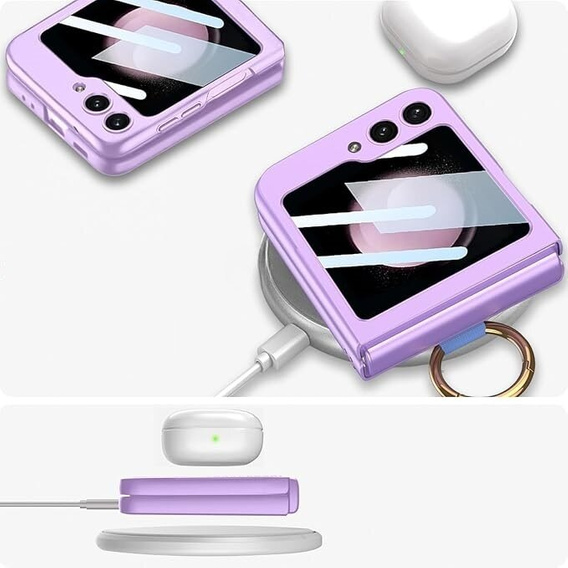 Etui GKK do Samsung Galaxy Z Flip7 FE / Z Flip6, Ring Holder, z paskiem, fioletowe