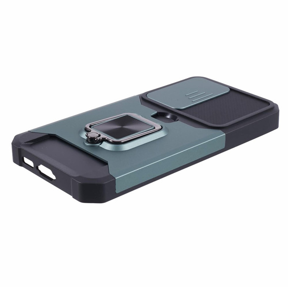 Etui pancerne do Samsung Galaxy S23 FE, Camera Slide Card Slot, zielone + szkło 9H
