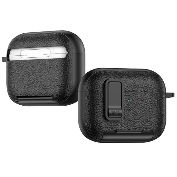 Etui do AirPods Pro 3 z podstawką, zatrzaskiem i karabińczykiem, czarne