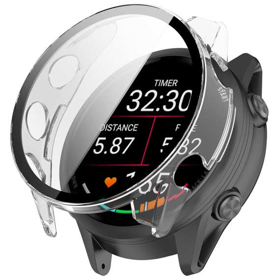 2w1 Etui + Szkło Hartowane do Garmin Forerunner 570 42mm, Przezroczyste