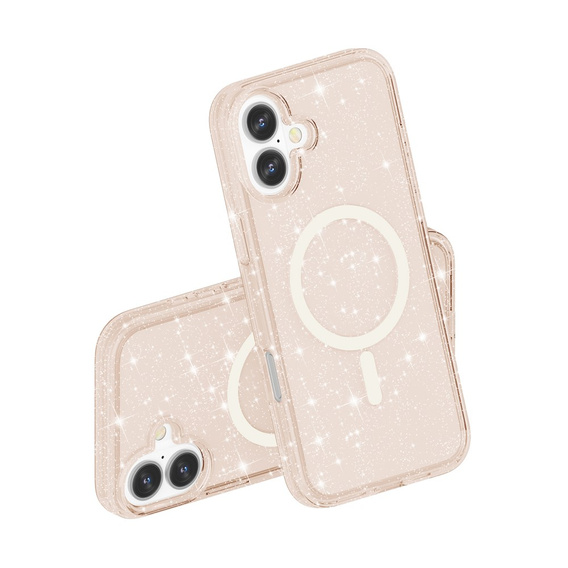 Etui do iPhone 17, do MagSafe, brokatowe, półprzezroczyste złote