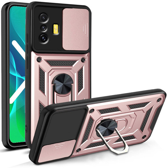 Etui pancerne do Xiaomi Poco F4 GT, CamShield Slide, różowe rose gold
