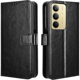 Etui z klapką do Realme 14X / Realme C75, Crazy Horse Wallet, czarne