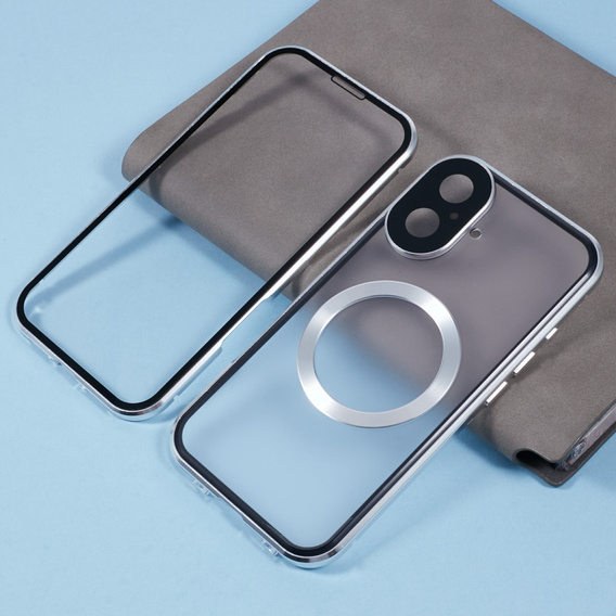 Etui Magnetic Dual Glass MagSafe do iPhone 16, srebrne