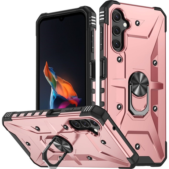Etui pancerne do Samsung Galaxy A14 4G/5G, z ringiem, różowe rose gold