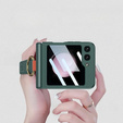 Etui GKK do Samsung Galaxy Z Flip7 FE / Z Flip6, Ring Holder, z paskiem, zielone