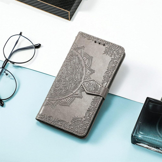 Etui z klapką do Xiaomi Redmi 13, Mandala, szare