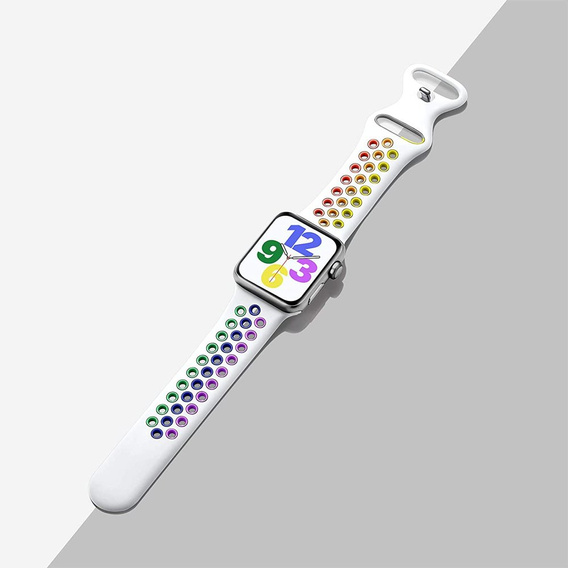 Pasek Silikonowy do Apple Watch 1/2/3/4/5/6/7/8/9/10/SE/ULTRA 42/44/45/46/49MM, Biały/Wielokolorowy