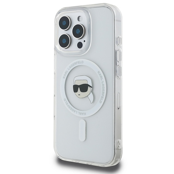 Etui Karl Lagerfeld do iPhone 16 Pro Max, IML Metal Karl Head MagSafe, przezroczyste 