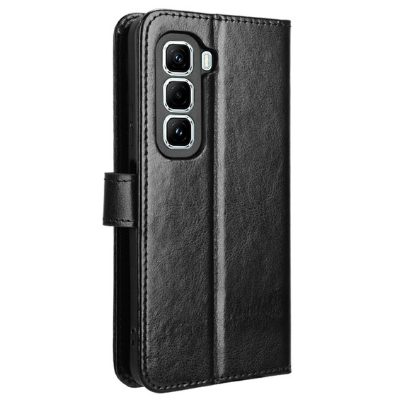 Etui z klapką do Infinix Hot 50 Pro+ 4G, Crazy Horse Wallet, czarne