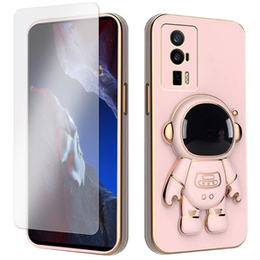 Zestaw Etui Electro do Xiaomi Poco F5 Pro, Astronauta, Różowe rose gold + Szkło