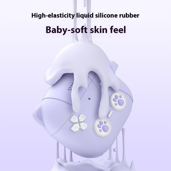 Etui silikonowe do AirPods Pro 3, Kocia Łapka z brelokiem - fioletowe
