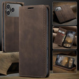 Etui do iPhone 17 Pro Max, ERBORD Vintage portfel z klapką, brązowe