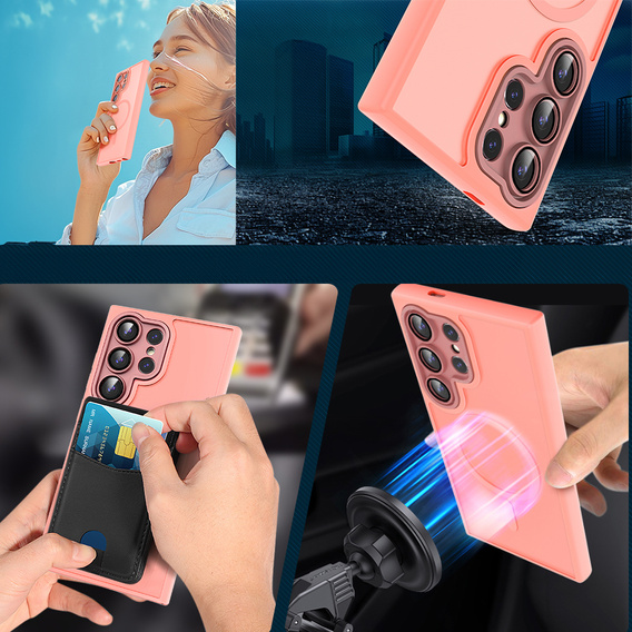 Etui do Samsung Galaxy S25 Ultra, do MagSafe, ERBORD Matt Case, różowe + Szkło na ekran