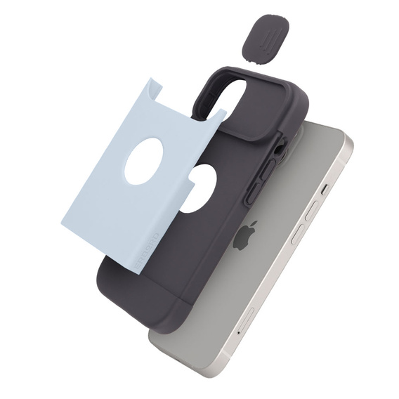 Etui do iPhone 13 / iPhone 14, ERBORD MagSafe Cam Slider, niebieskie + Szkło na ekran