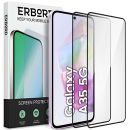 2x Szkło Hartowane do Samsung Galaxy A35 5G, ERBORD 3D pełne, szybka na cały ekran