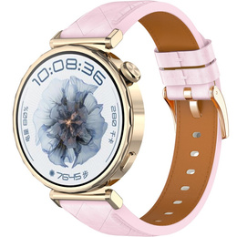 Elegancki pasek skórzany z klamrą do zegarków o szerokości mocowania 18mm – różowy