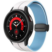 Pasek Silikonowy do Samsung Galaxy Watch 4/5/6 40/42/43/44/45/46/47mm, Biały / Niebieski