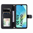 Etui z klapką do Samsung Galaxy A16 / A16 5G, Rhombus Crossbody Leather, czarne