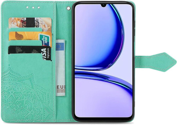 Etui z klapką do Realme Note 50, Mandala, zielone