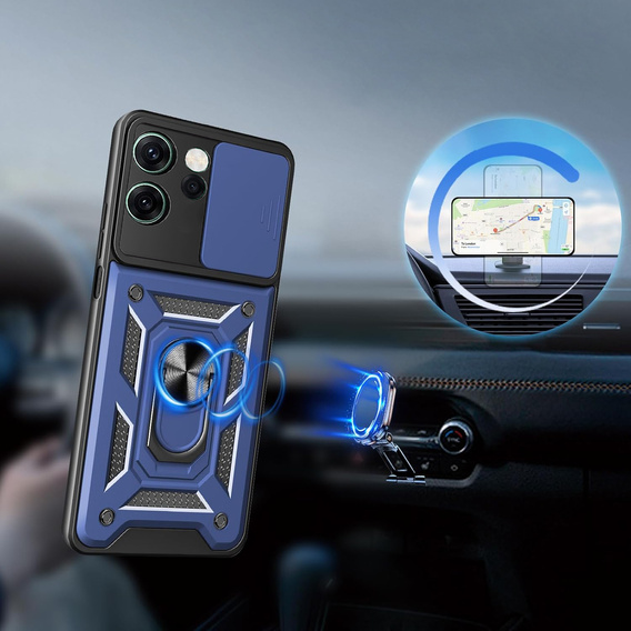 Etui pancerne do Oppo Reno 14 F / 14 FS, CamShield Slide, niebieskie