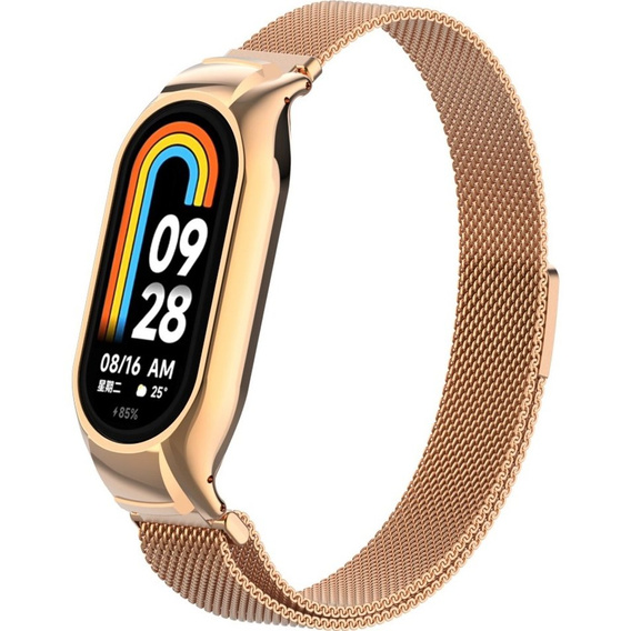Pasek Bransoleta Milanese do Xiaomi Smart Band 10 / 9 / 8, Różowe złoto