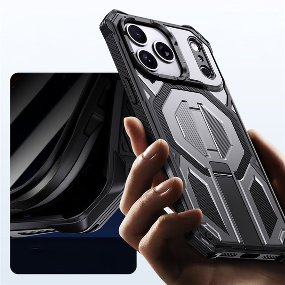 Etui ochronne do iPhone 17 Pro Max do MagSafe, z podstawką, szare