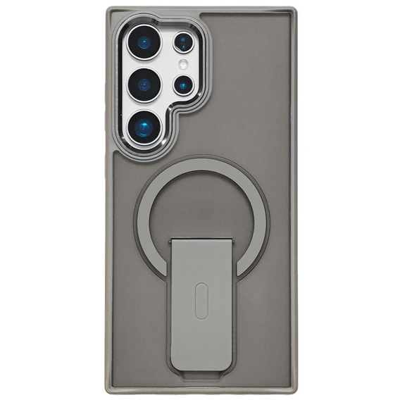 Etui do Samsung Galaxy S25 Ultra, Kickstand Matt Case, do MagSafe, szare + Szkło na ekran