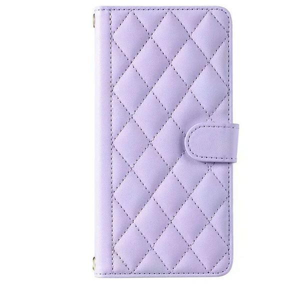Etui z klapką do Motorola Moto G24 / G24 Power / G04, Rhombus Crossbody Leather, fioletowe