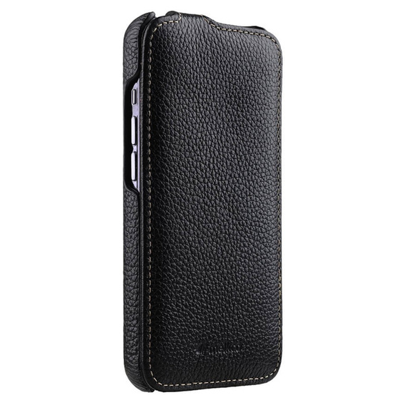 Etui MELKCO z klapką do iPhone 15 Pro Max, skórzane, flip, czarne