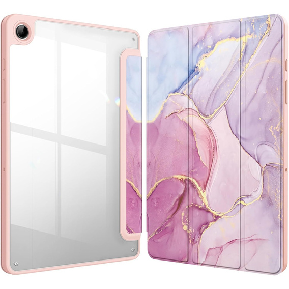 Stylowe etui do Samsung Galaxy Tab A9+ – Smartcase Hybrid Marble różowe