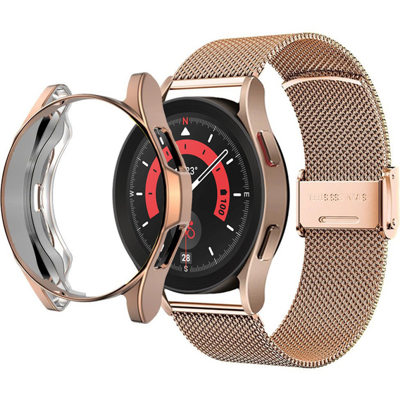Bransoleta + Etui do Samsung Galaxy Watch 5 Pro 45mm, Różowe złoto