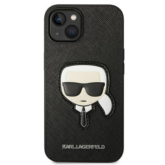 Etui Karl Lagerfeld do iPhone 14 Plus, Saffiano Karl's Head Patch, czarne