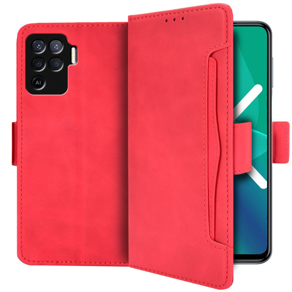 Etui z klapką do Oppo Reno5 Lite, Card Slot, czerwone