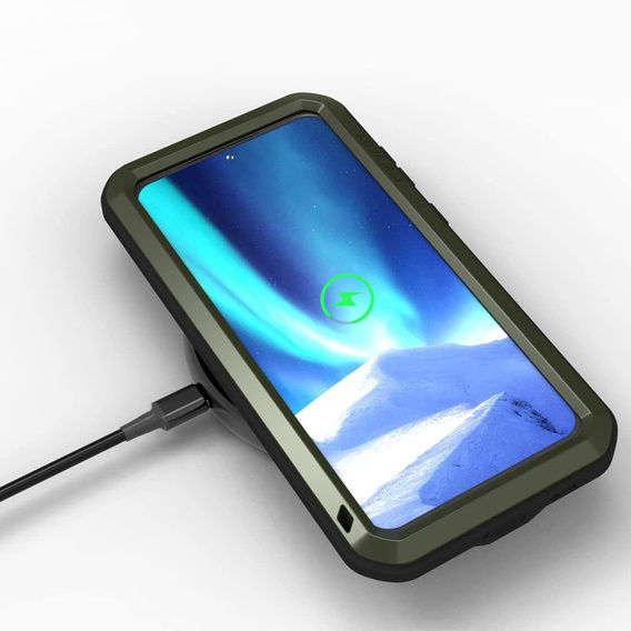 Etui Love Mei do Samsung Galaxy A34 5G, pancerne ze szkłem, zielone