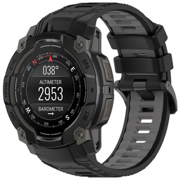 Pasek silikonowy do Garmin Instinct 3 Solar / Instinct 3 AMOLED 50mm – dwukolorowy, czarno-szary