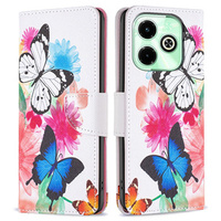 Etui z klapką do Infinix Hot 40i, Wallet, Butterflies białe